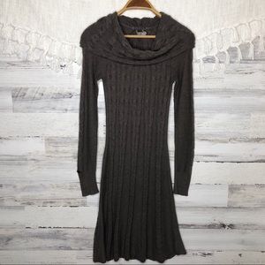 Athleta Dazzle chunky knit cowl gray sweater dress